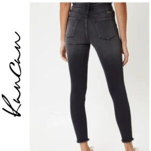 KanCan Studded Raw Hem Jeans Faded Black